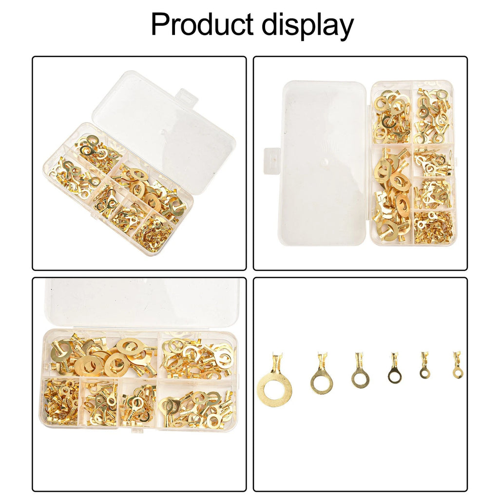 150PCS Bare Terminal Set Non-Insulated Assorted Sizes Gold
