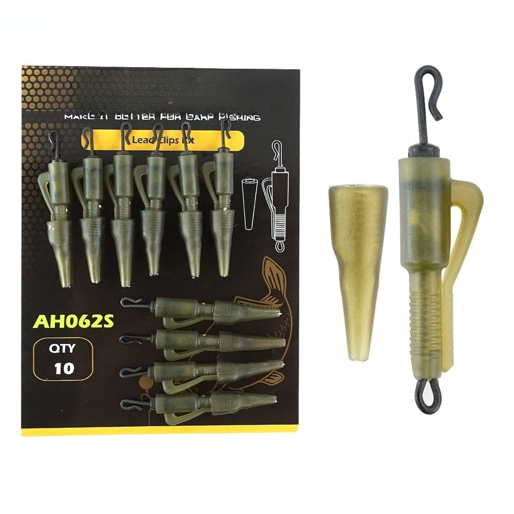 10PCS Fishing Sinker Clips with Swivel for Carp Rigging