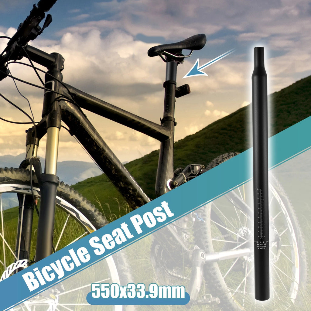 Bicycle Seat Post Aluminum Alloy with Scale Marks for 33.9 x 550mm (Black)