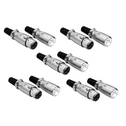 10 Pack XLR 3-Pin Female Male Microphone Adapter Cable Connector