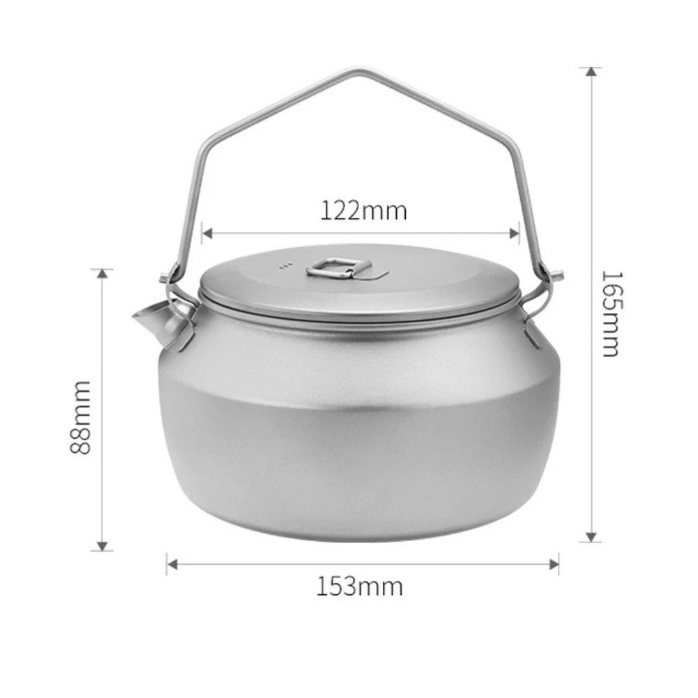 1100ml Pure Titanium Camping Kettle for Backpackers (Lightweight, Foldable Handle)