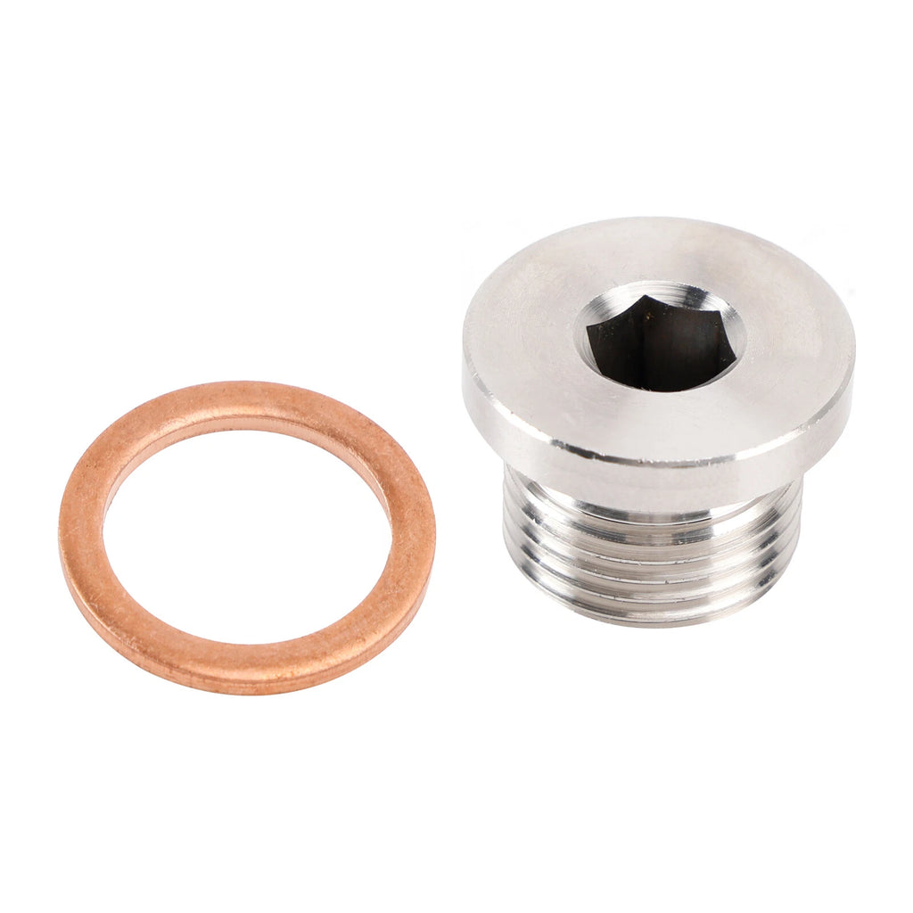 M18 x 1.5 Sensor Plug Cap with Copper Washer for Universal Fit Motorcycle