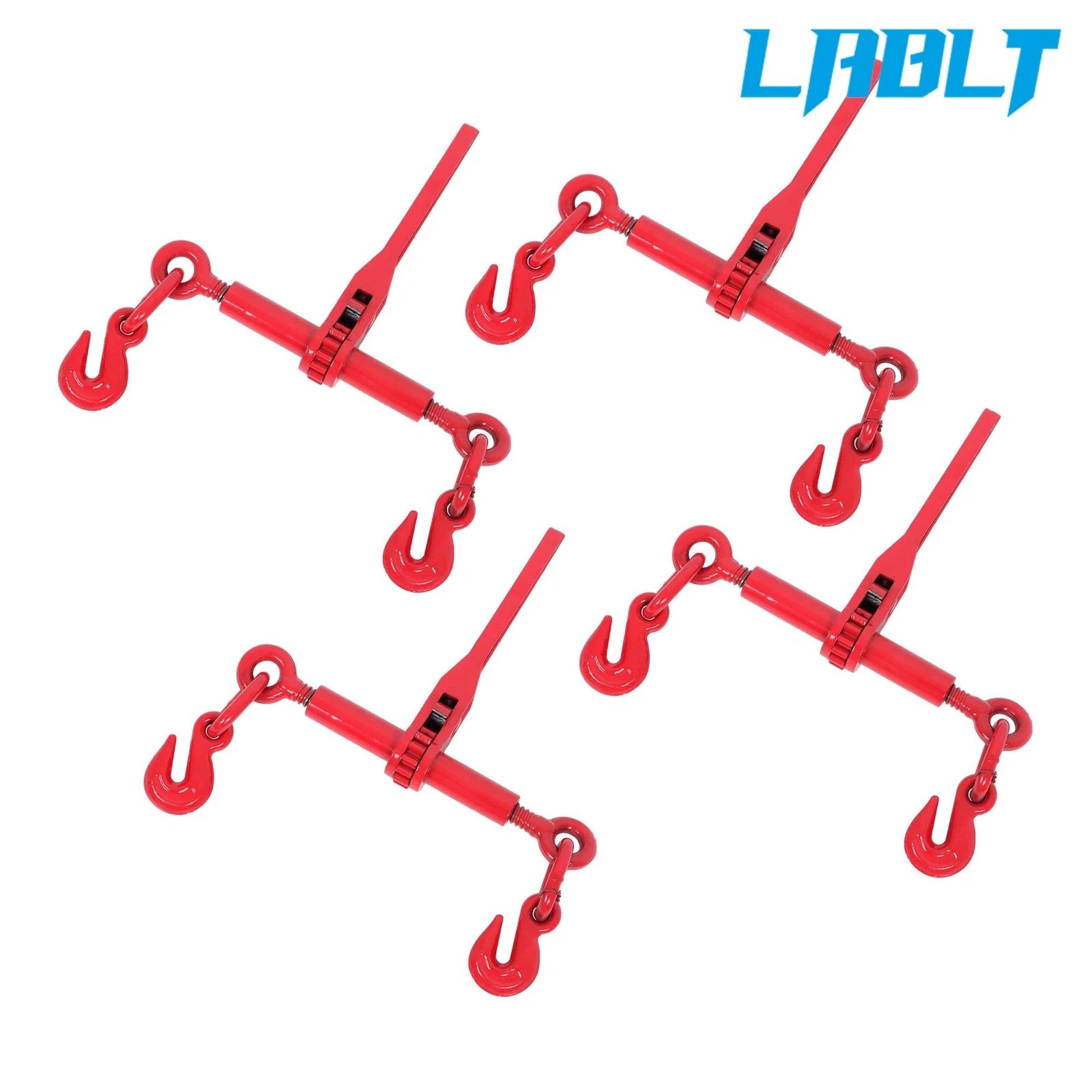Set of 4 Ratchet Chain Load Binders for Tie Down Rigging