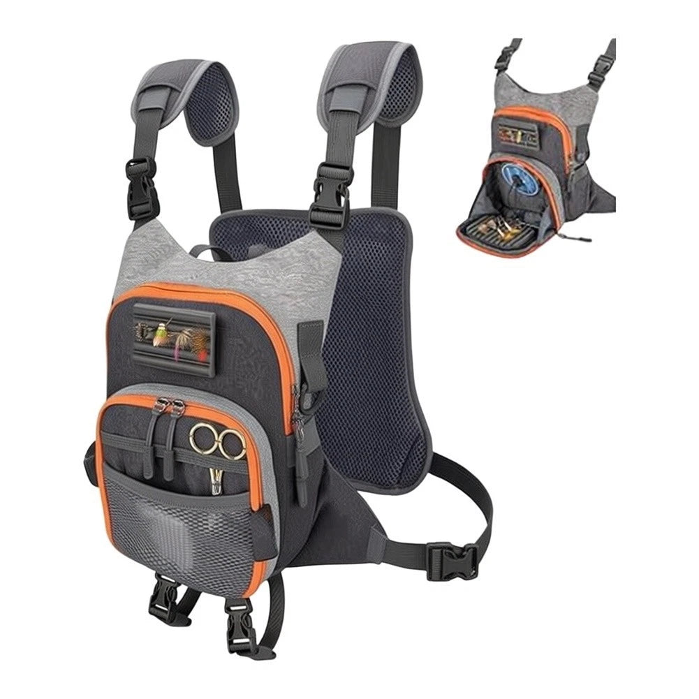 Water Resistant Fly Fishing Chest Pack with 2 Fly Box Accommodation