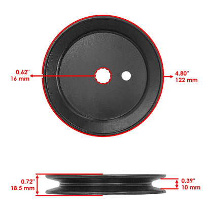 Deck Spindle with 4.8 in OD Pulley for Hustler Raptor and Dash XD (2010–2020)