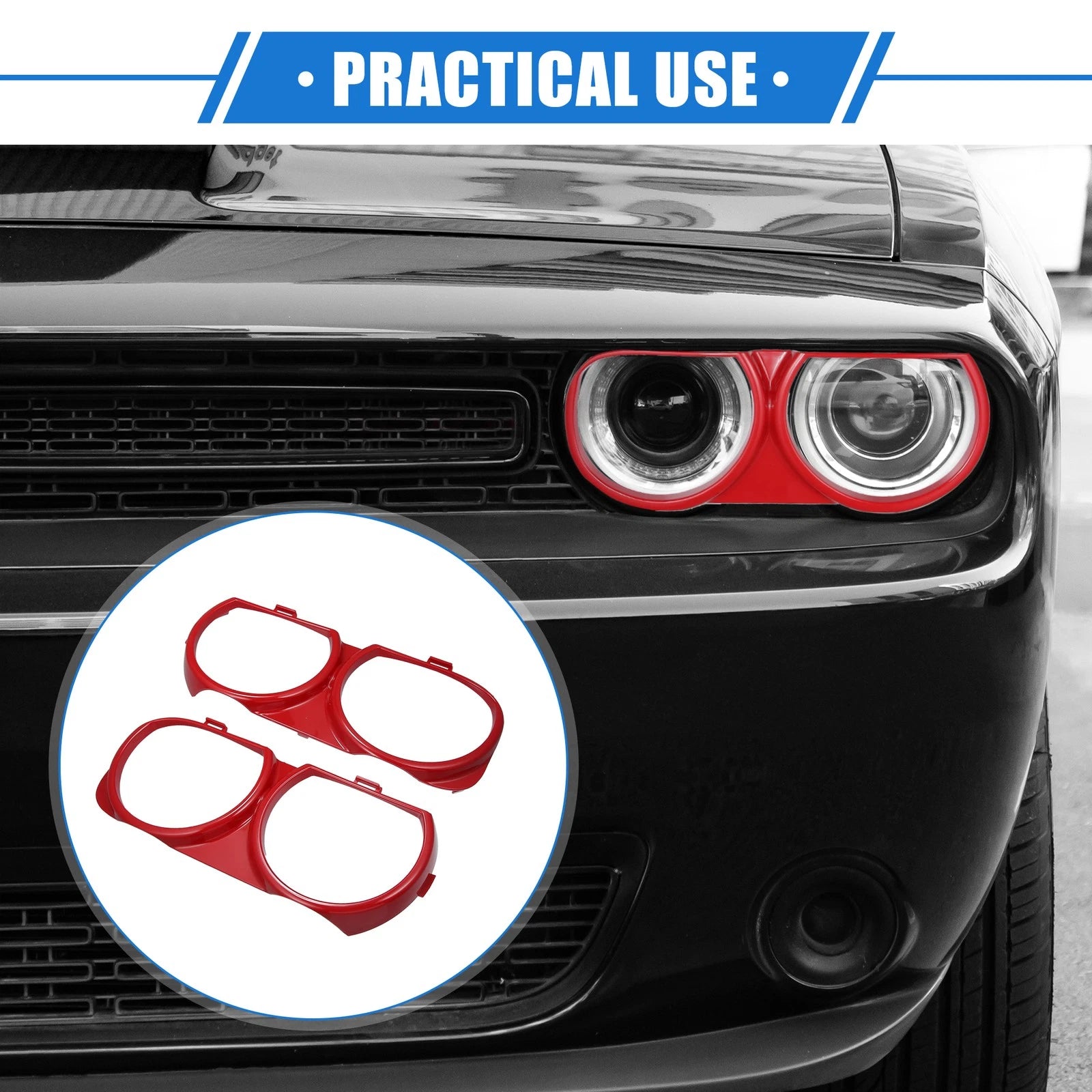 Headlight Trim Ring Pair Front Left Right for Dodge Challenger (2015–2023)