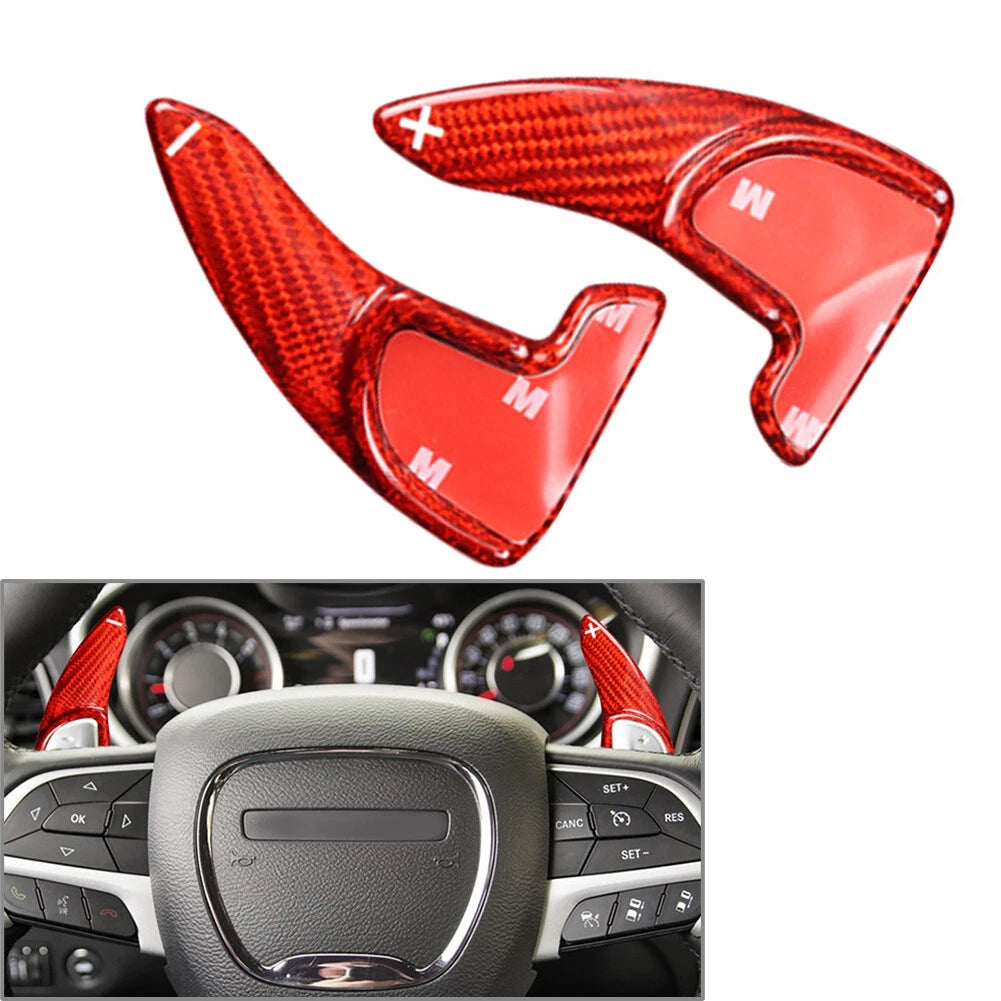 2X Steering Wheel Shift Paddle for Dodge Challenger Charger (2015–2023) Carbon Fiber Red