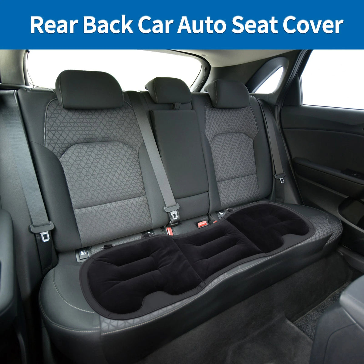 Black Velvet Rear Bench Seat Cover for