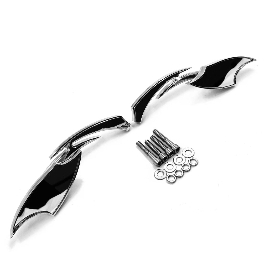 Chrome Rear View Side Mirrors for Universal Fit (8mm, 10mm)