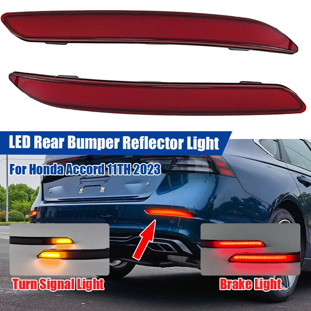 RED LED Rear Reflector Fog Light w/ Turn Signal for Honda Accord (2023)