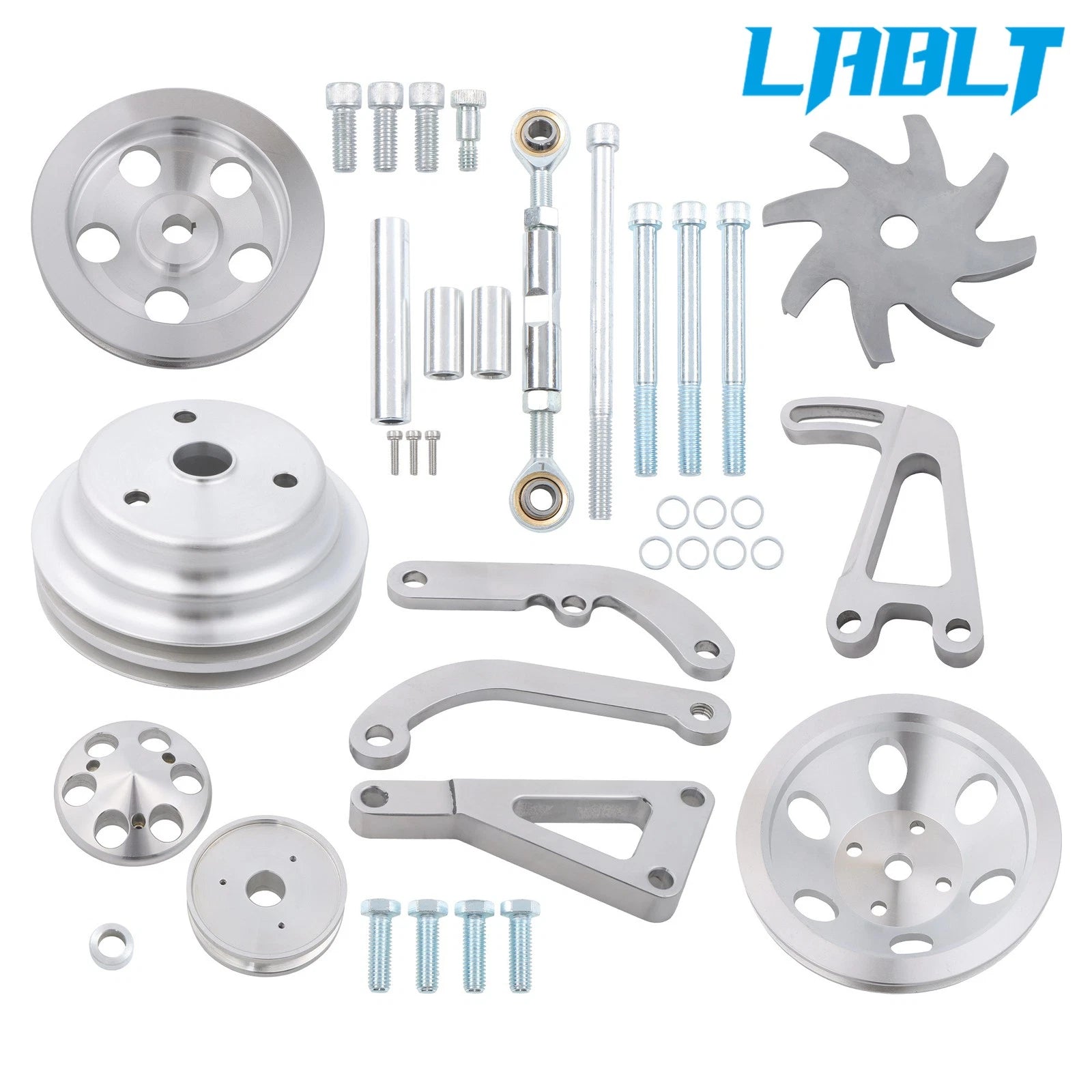 Water Pump Pulley Kit with Alternator Power Steering Bracket for Chevy