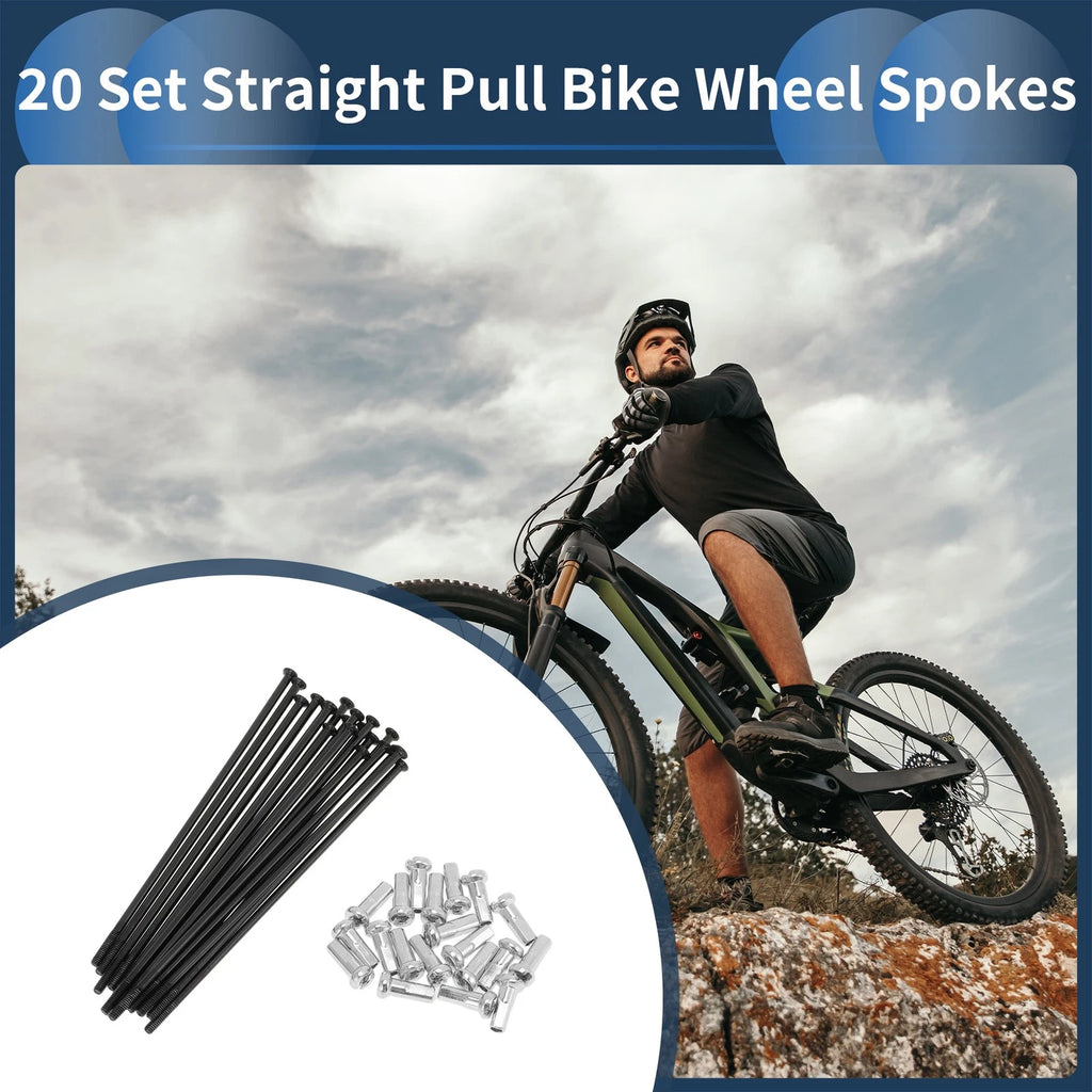 Bicycle Spokes Replacement 85mm Straight Pull for 14G Black (1 Set)