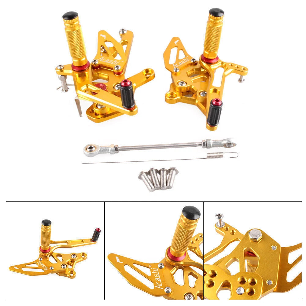Adjustable Rearset Footpegs for Yamaha YZF R25 (2014–2017) Gold