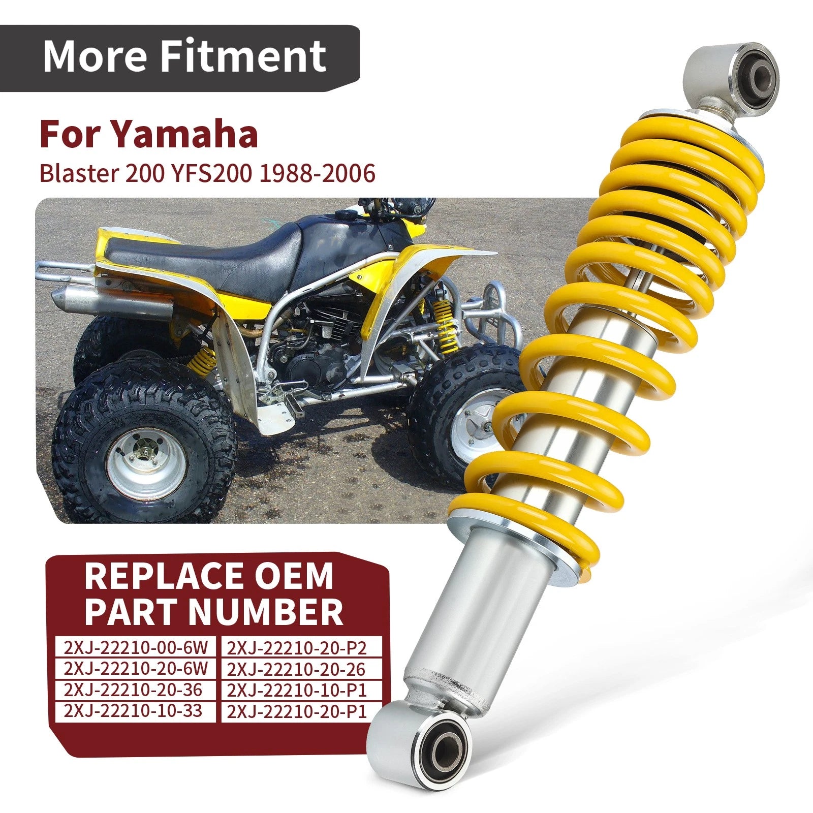 2X Rear Shock Absorber J-22210-20-P2 for Yamaha Blaster YFS200 (1988–2006)
