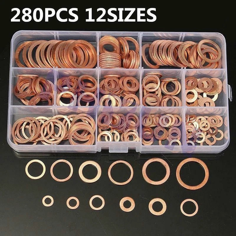 Set of 12 Engine Oil Drain Plug Copper Crush Washer Gasket for