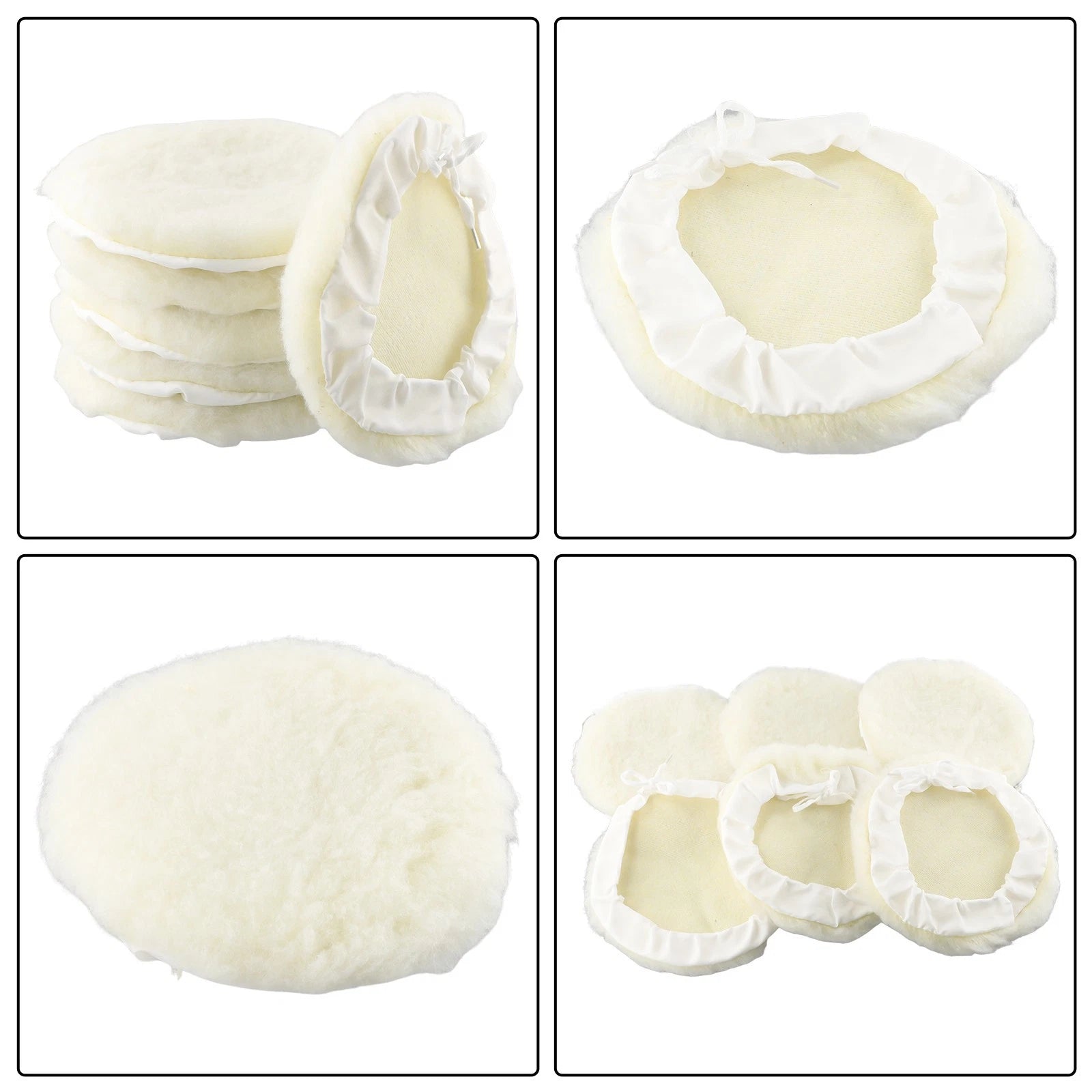 6X 7-Inch Lambs Wool Bonnet Buffing Wheel Pad for Polisher