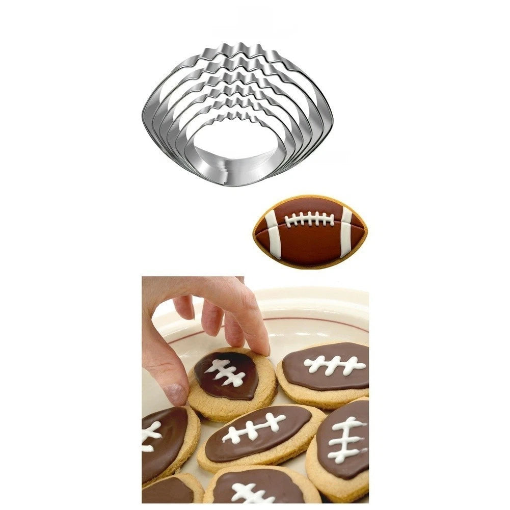 6X Stainless Steel Cookie Cutters for Baking (Football, Nut Design)