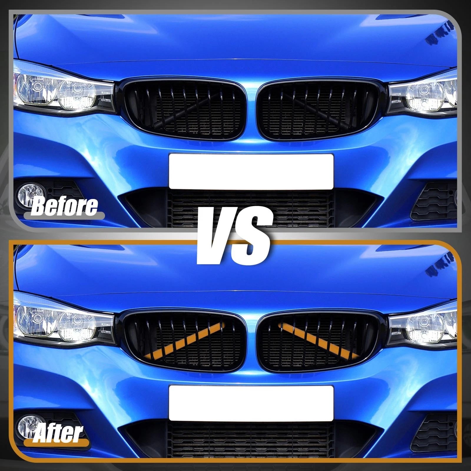 ABS Front Grille Trim Strips Cover Decor Yellow for BMW 1 2 3 4 (2014–2020)