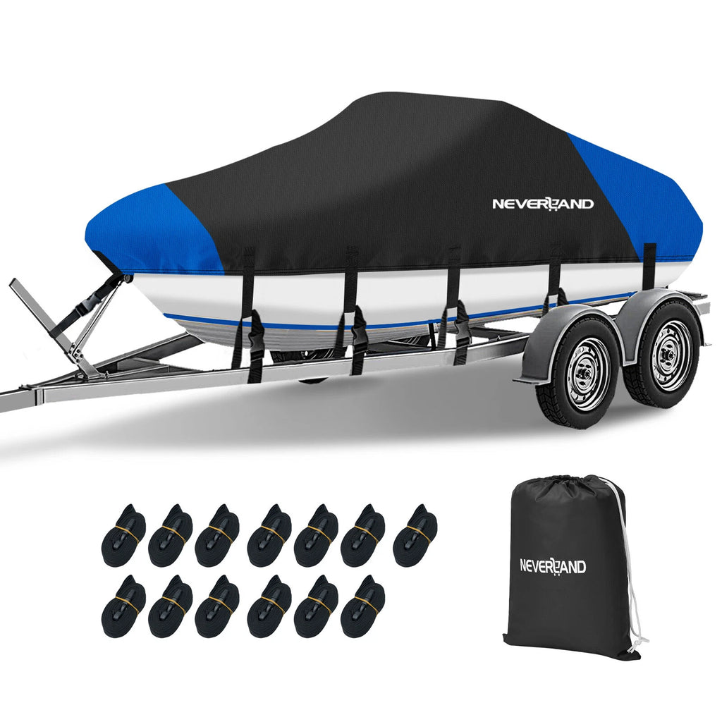 Trailerable Boat Cover for V-Hull Runabout Pontoon (14-24ft) UV Waterproof