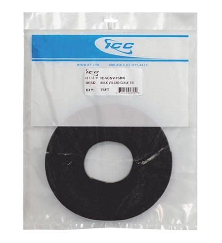Hook and Loop Tie Bulk 75ft - Black for Universal Use