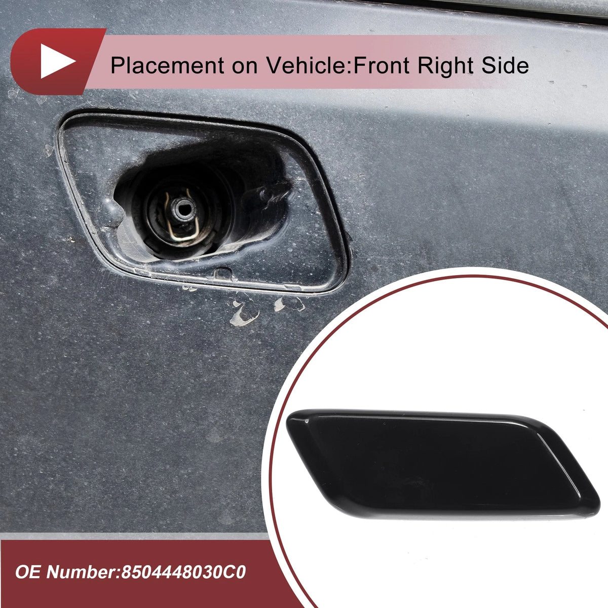 Front Right Washer Nozzle Cover Cap for Lexus RX270 RX350 RX450H (2012–2013) Black