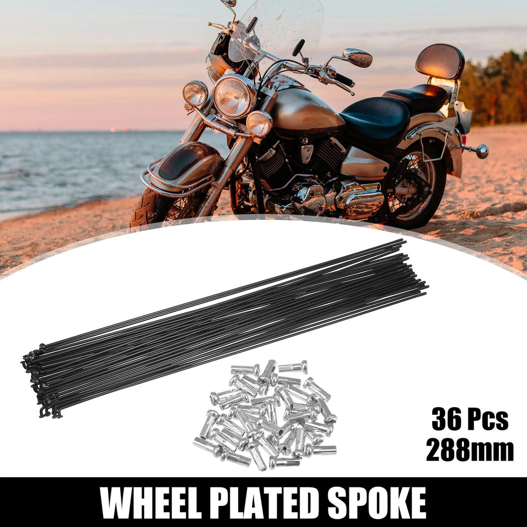 36pc Bicycle Spokes Replacement Carbon Steel 14G 288mm with Nipples for Most