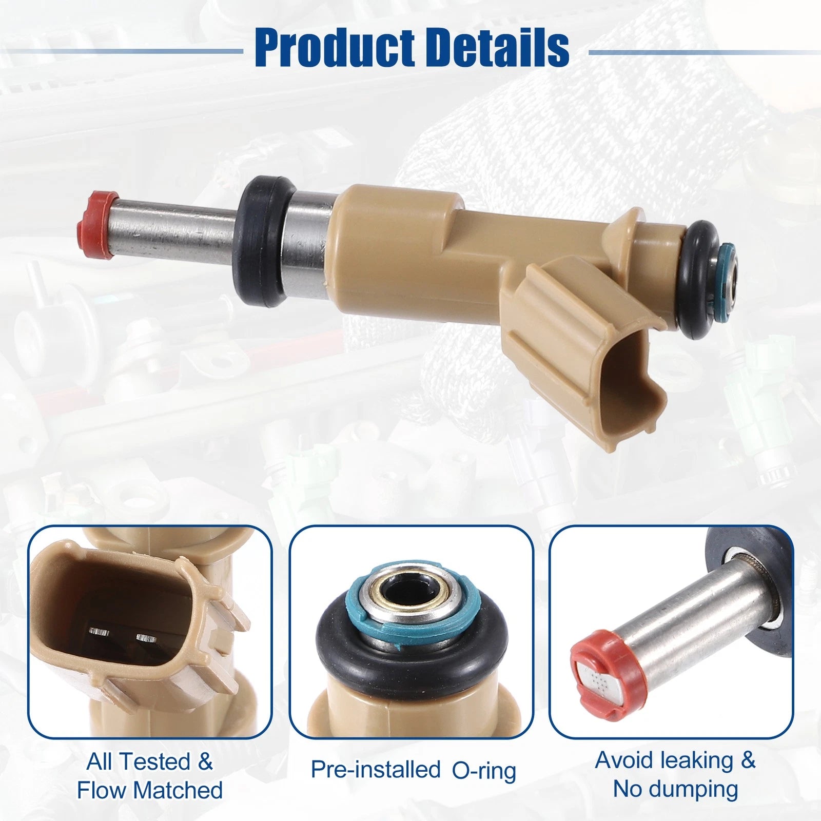 6pc Fuel Injector Nozzle Replacement for Toyota 4Runner V6 (2010–2019)
