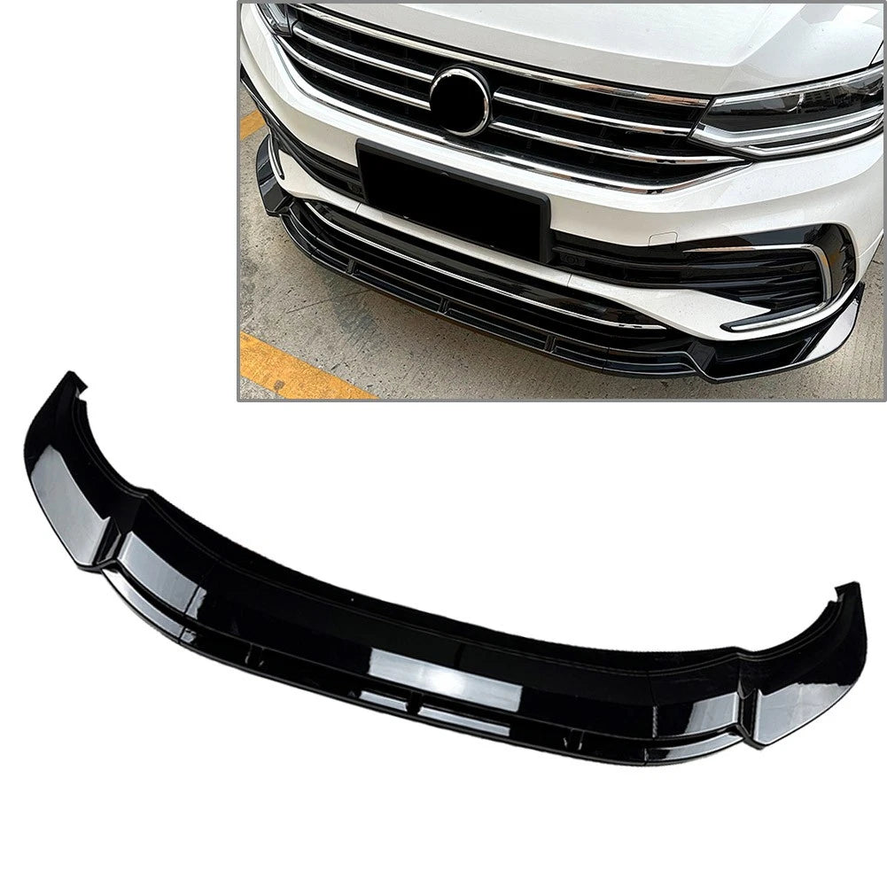 Front Bumper Spoiler Lip for Volkswagen Tiguan Rline (2021–2023) Glossy Black