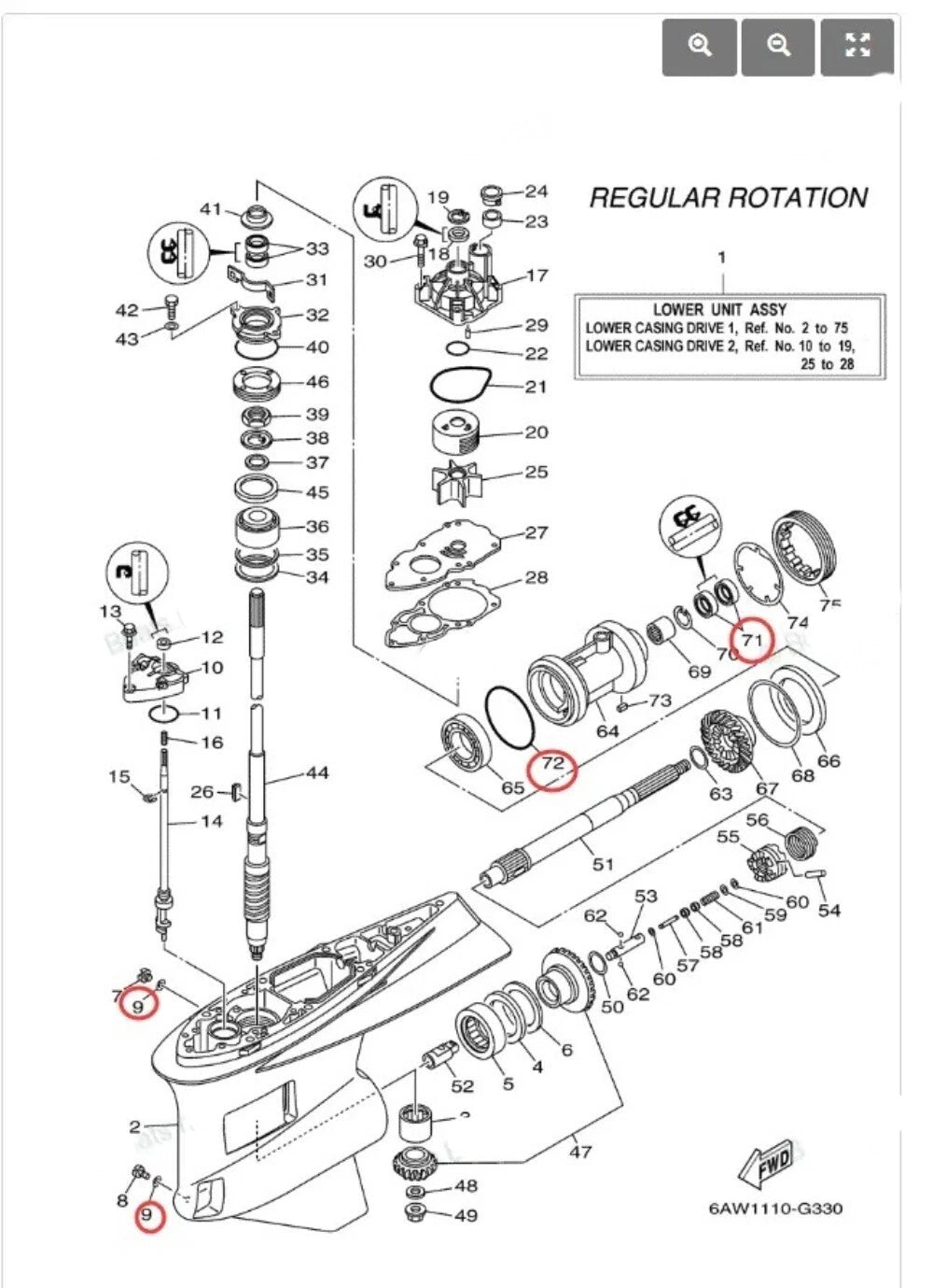 Lower Unit Gearcase Seal Kit for Yamaha 4Stroke Outboard (93101-35018, 90430-08003)