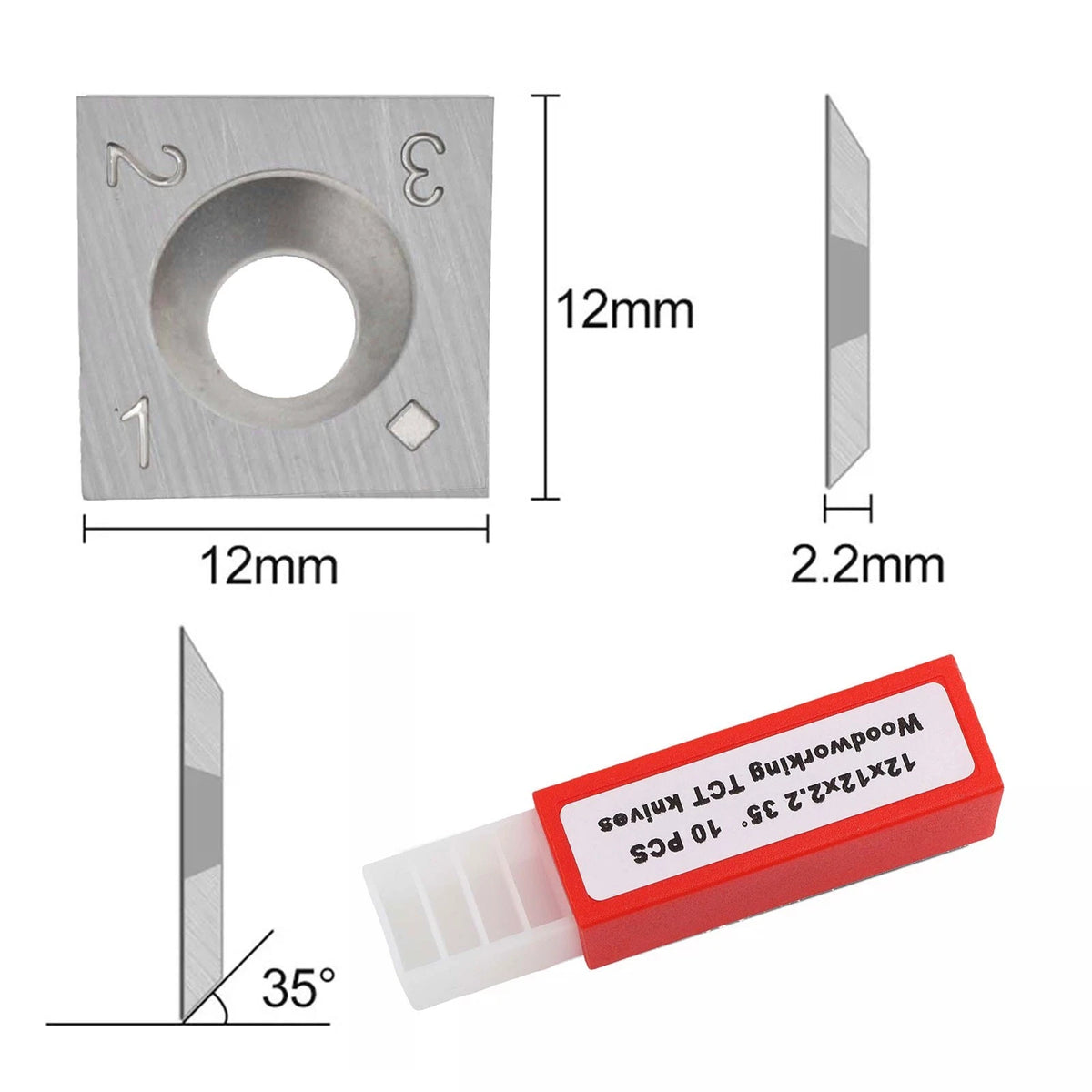 10pcs 12mm Square Carbide Inserts for Woodturning