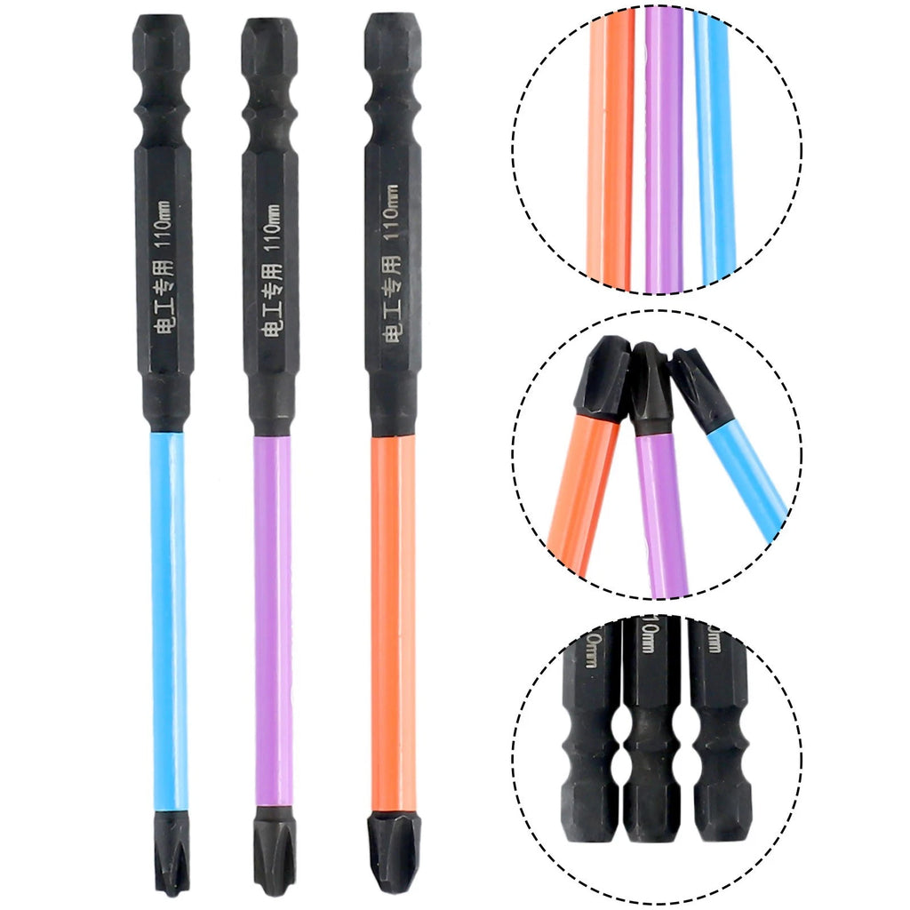 Magnetic Slotted Cross Screwdriver Bit Set for Electrician PH1 PH2 PH3