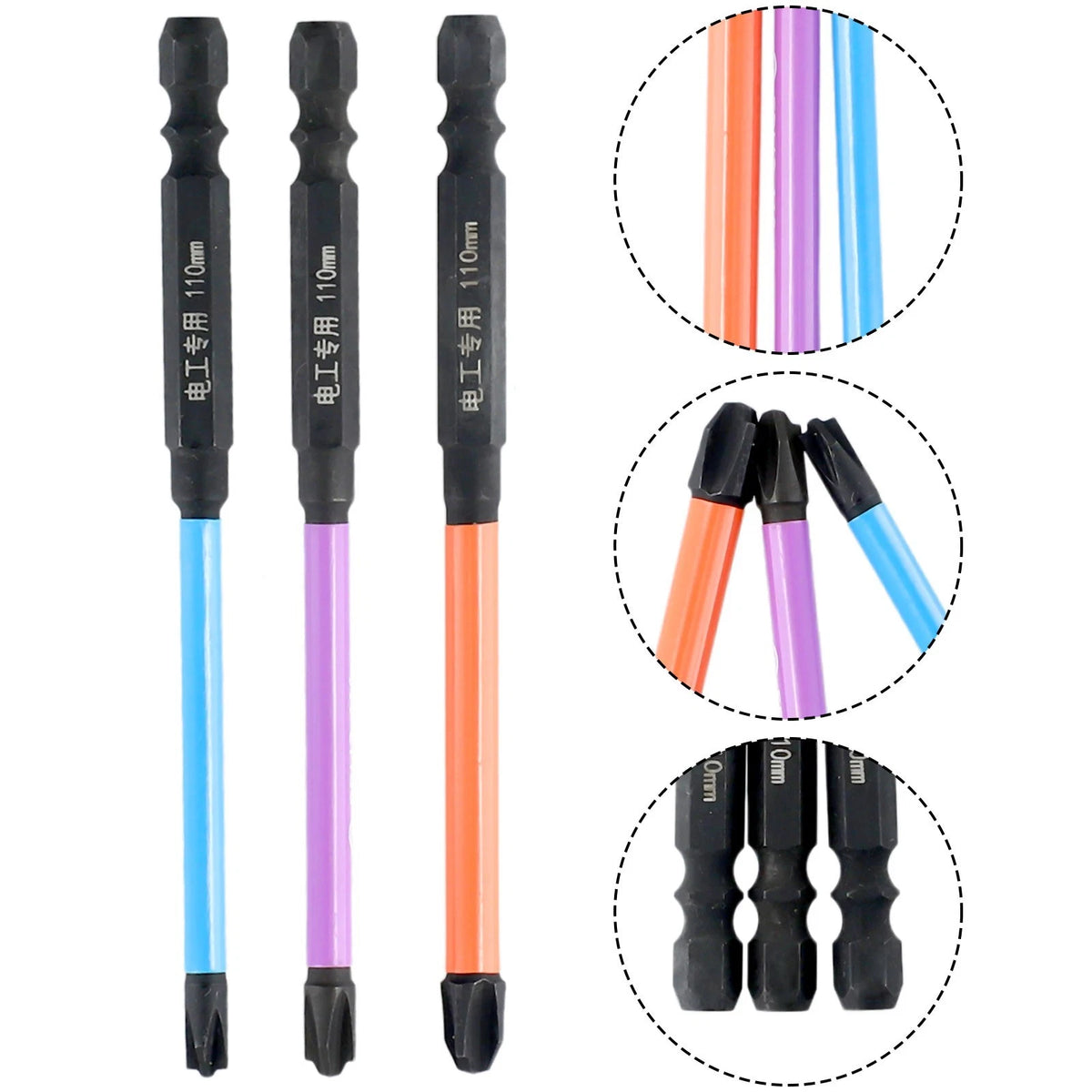 Magnetic Slotted Cross Screwdriver Bit Set for Electrician PH1 PH2 PH3