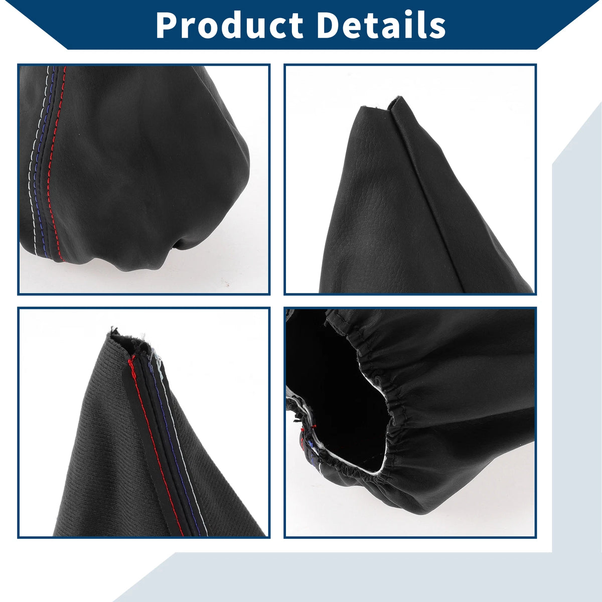 1 Pc Gear Shift Gaiter for BMW E30 (1982–1994) - Black Leather, 3 Color Lines