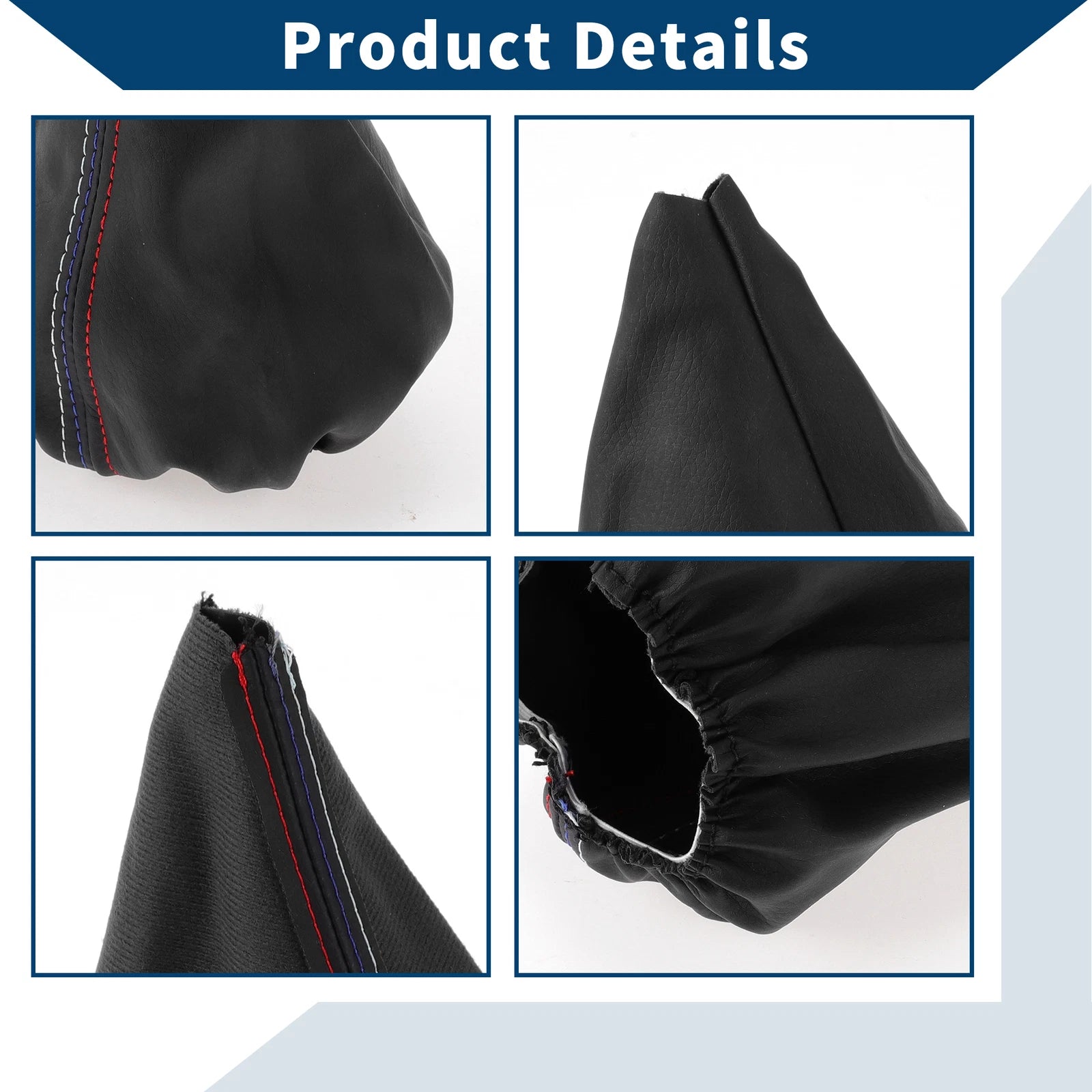 1 Pc Gear Shift Gaiter for BMW E30 (1982–1994) - Black Leather, 3 Color Lines