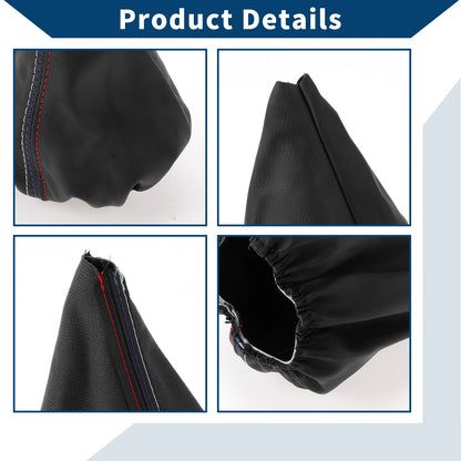 1 Pc Gear Shift Gaiter for BMW E30 (1982–1994) - Black Leather, 3 Color Lines