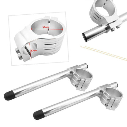 2X 53mm Fork Clip-ons Handle Grip for Ducati 848/1098/1198 (2008–2015) Silver