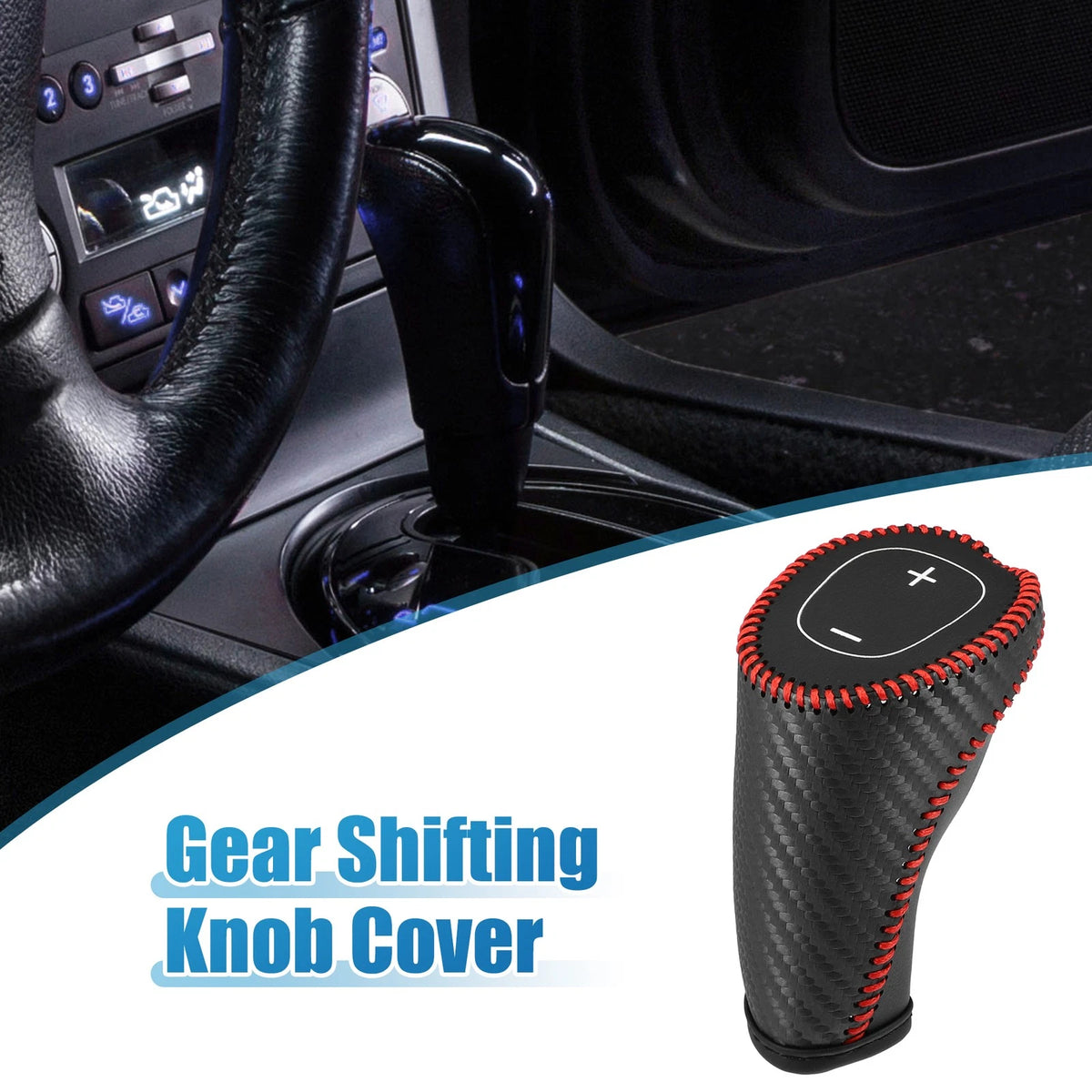 Gear Shifting Knob Cover Trim for Chevy Equinox Malibu Black Red Stitch