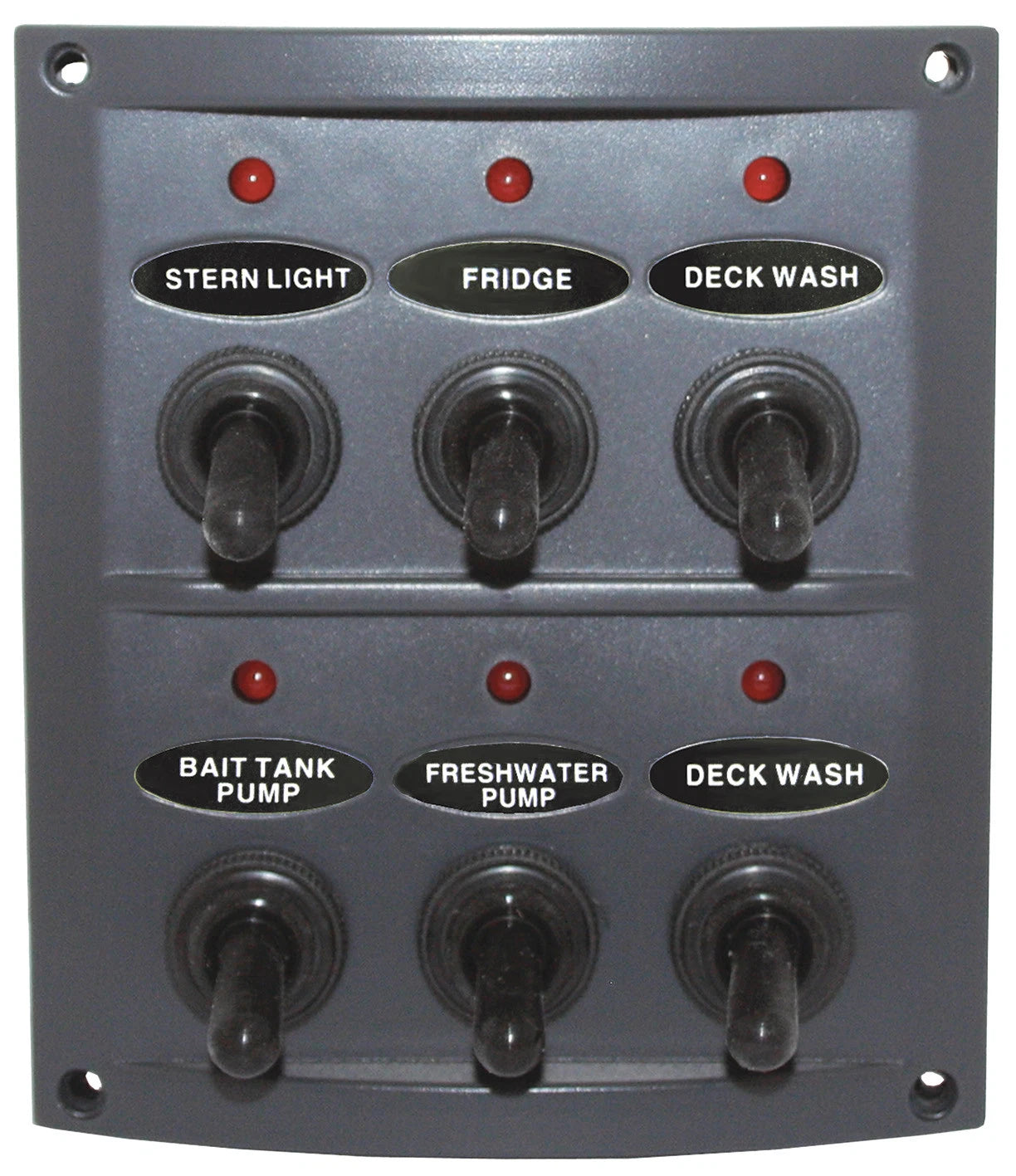 6 Switch Panel with Red LED Indicators for Marine (RWB2092)
