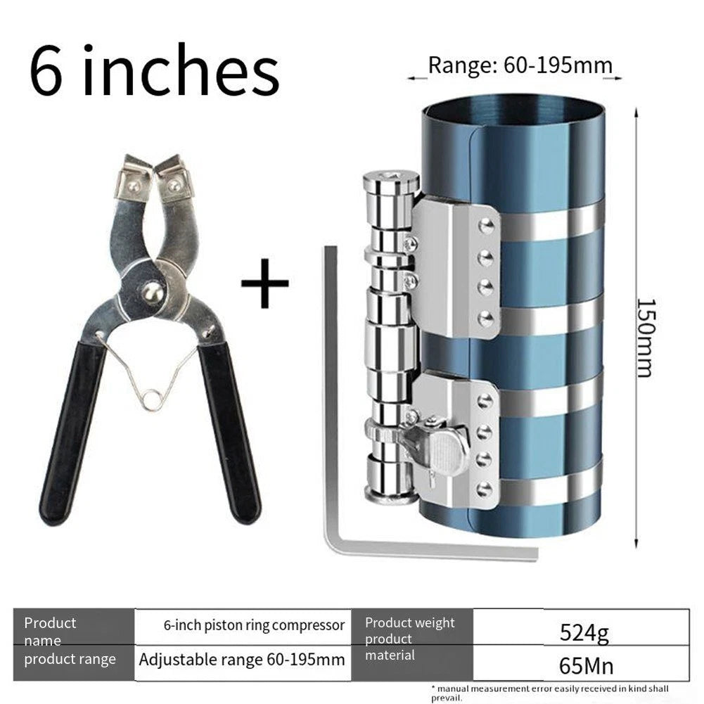 Piston Ring Installer Tool Set for Engine Parts (Compression Clamp & Pliers)