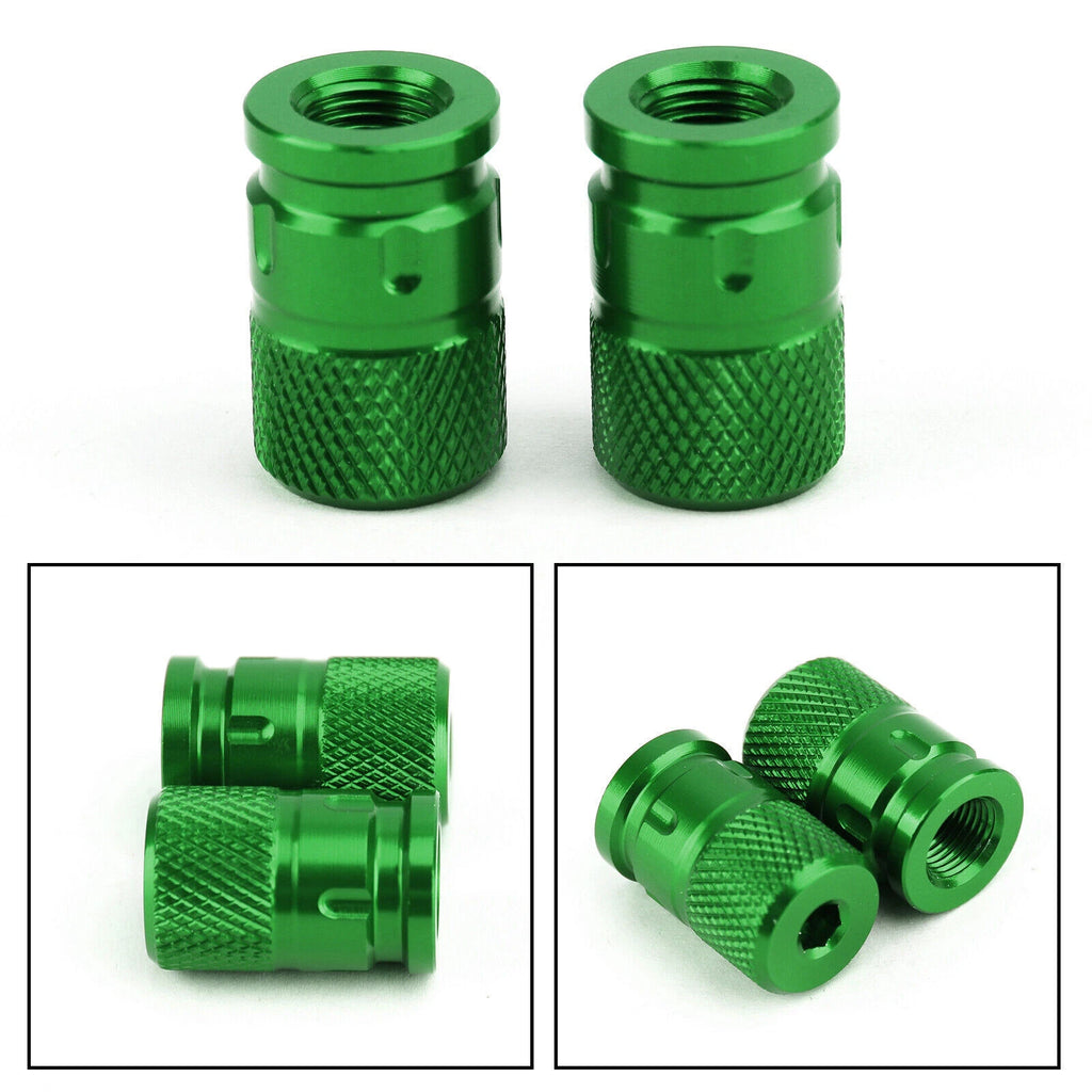 2pcs CNC Green Anti-Theft Tire Valve Stem Caps for Car Truck Bike Motorcycle