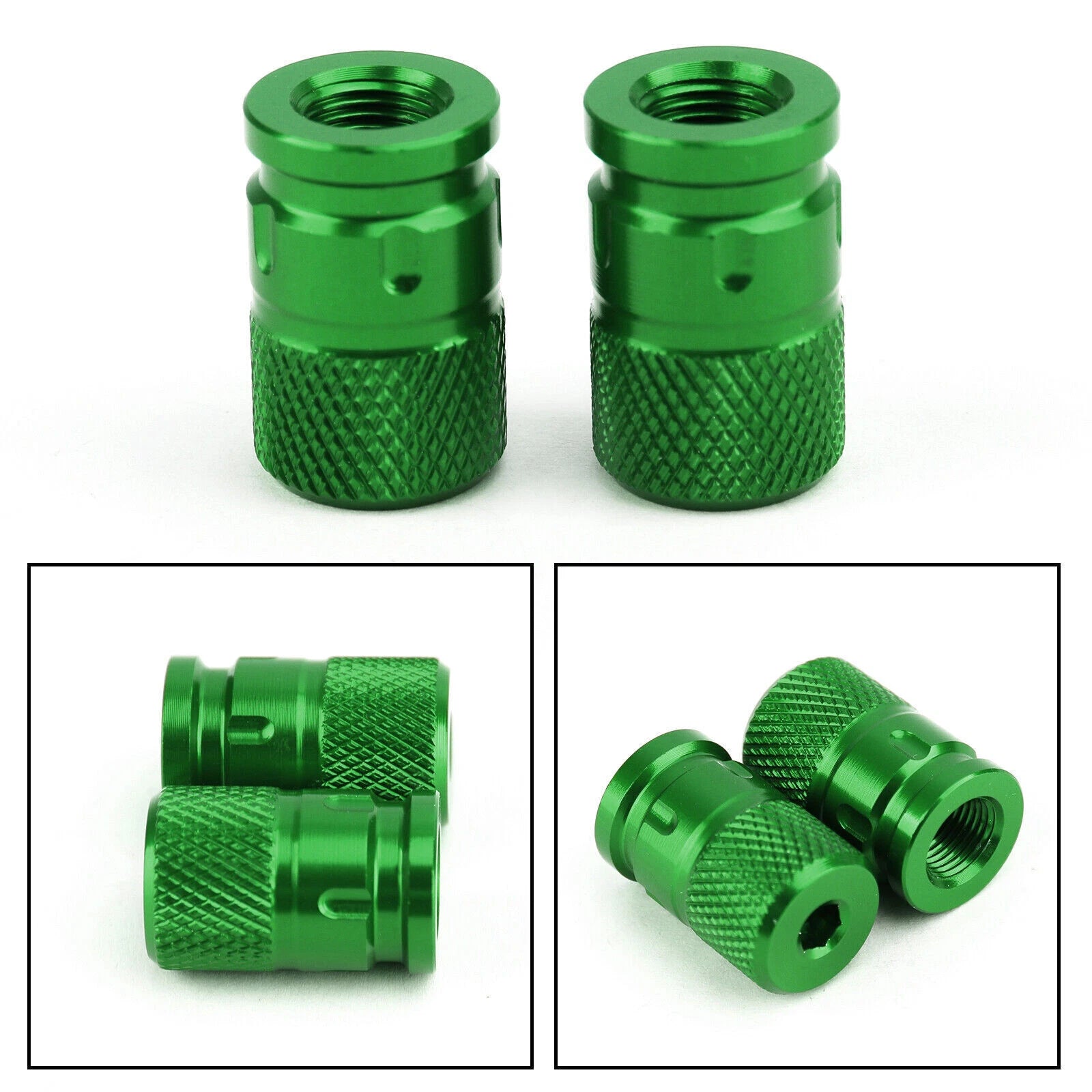 2pcs CNC Green Anti-Theft Tire Valve Stem Caps for Car Truck Bike Motorcycle