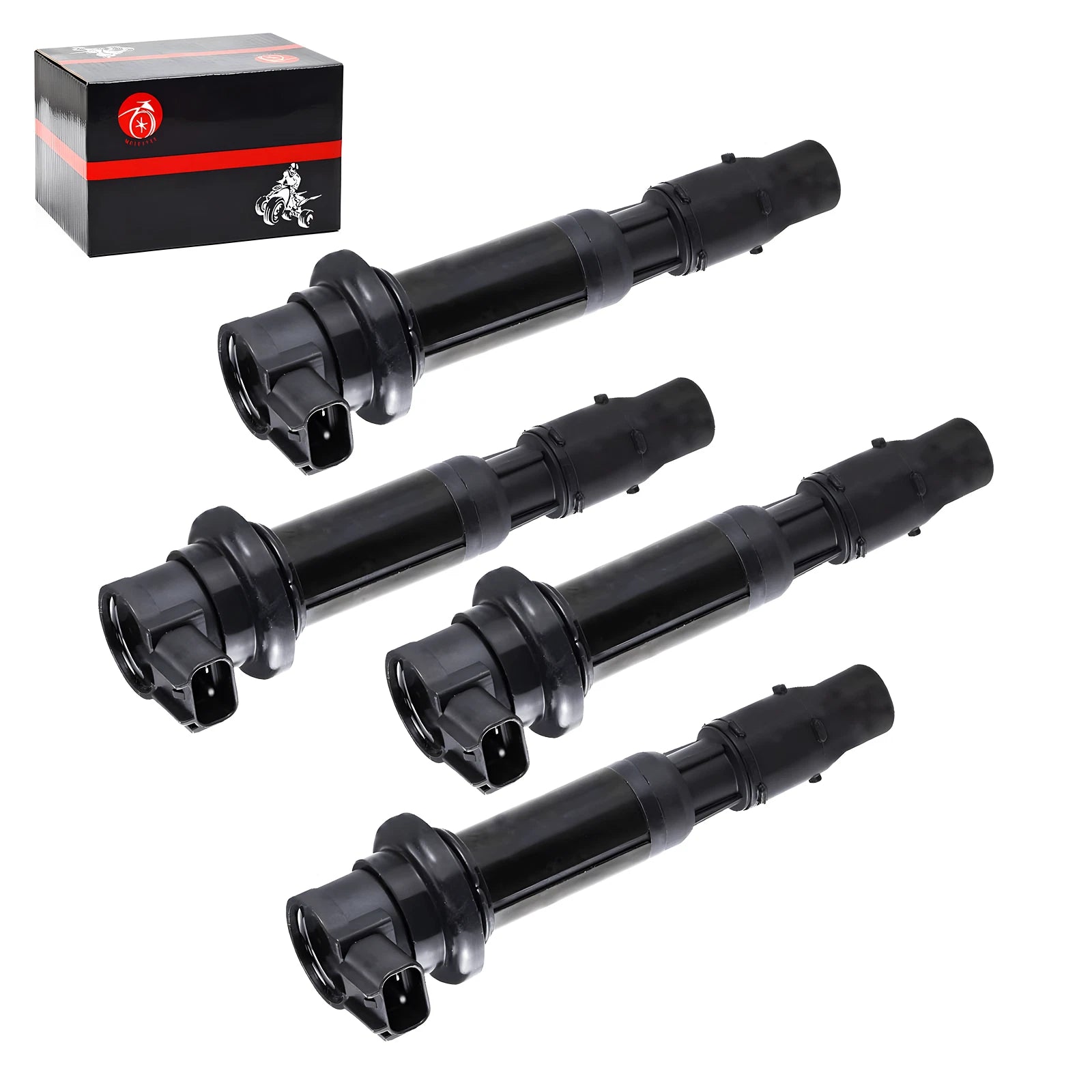 Set of 4 Ignition Coils & Iridium Spark Plugs for Kawasaki Ninja ZX-6R (2000–2009)