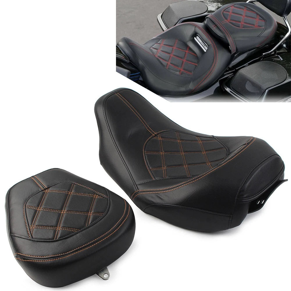 Suture Driver Passenger Seat for Harley Touring Road Glide (2009–2022) Orange