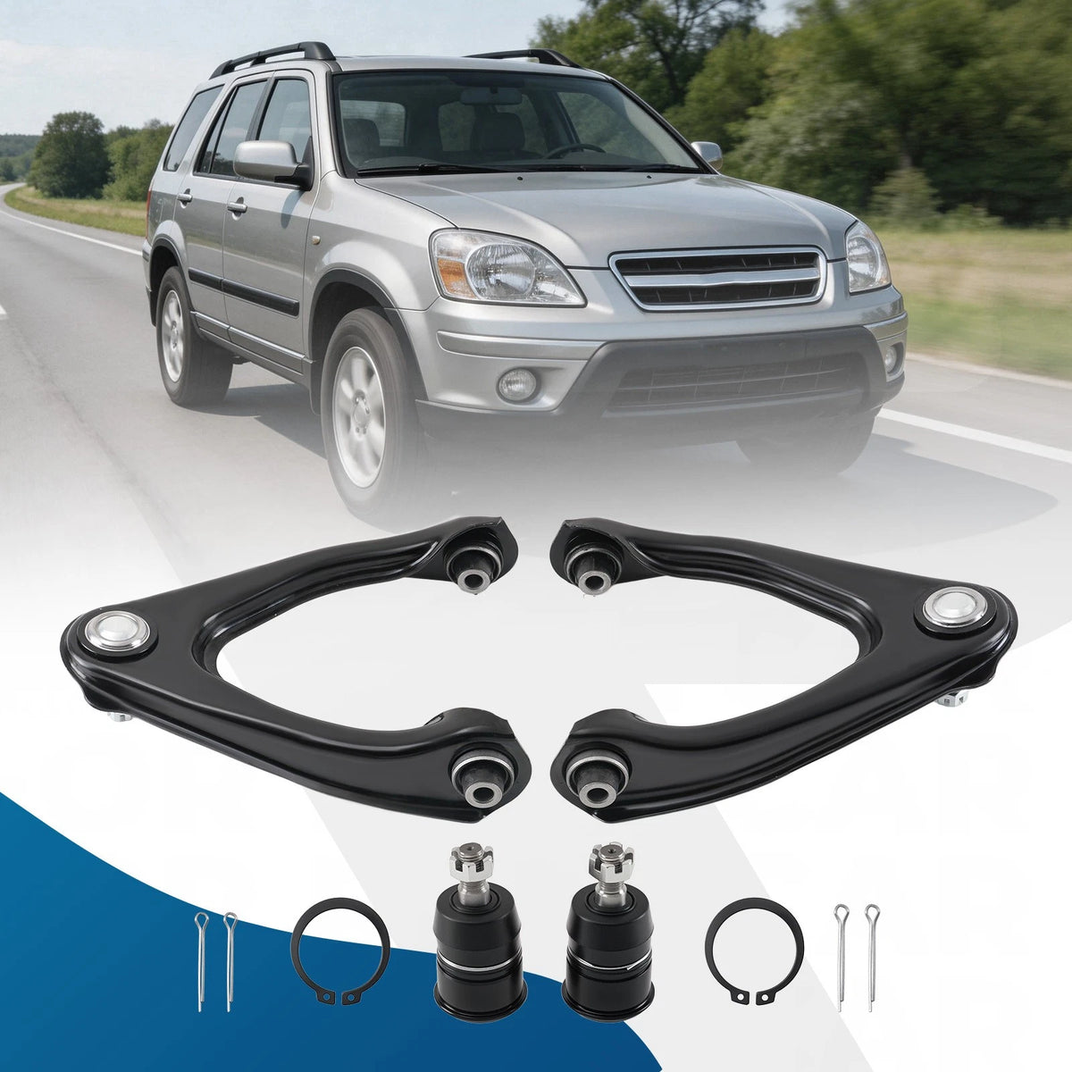 Set of 4 Front Upper Suspension Control Arms & Lower Ball Joints for Honda CR-V (1997–2001)