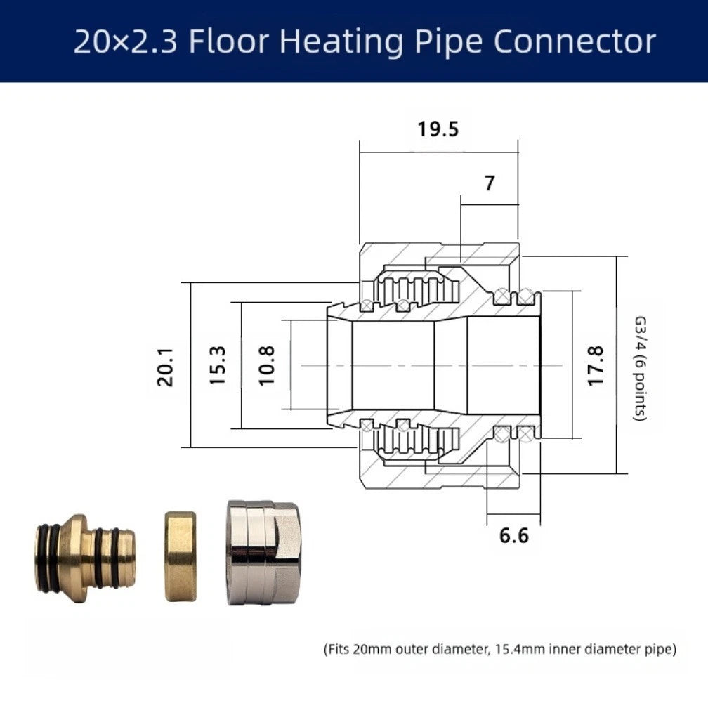 Copper Heating Manifold for 16mm Pipes (Flexible Installation)