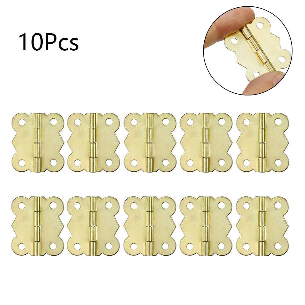 10Pcs Butterfly Hinge for Jewelry Chest Wine Box Dollhouse (25x30mm)
