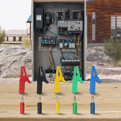 Set of 5 Crocodile Clips with 4mm Connector for Safe Testing