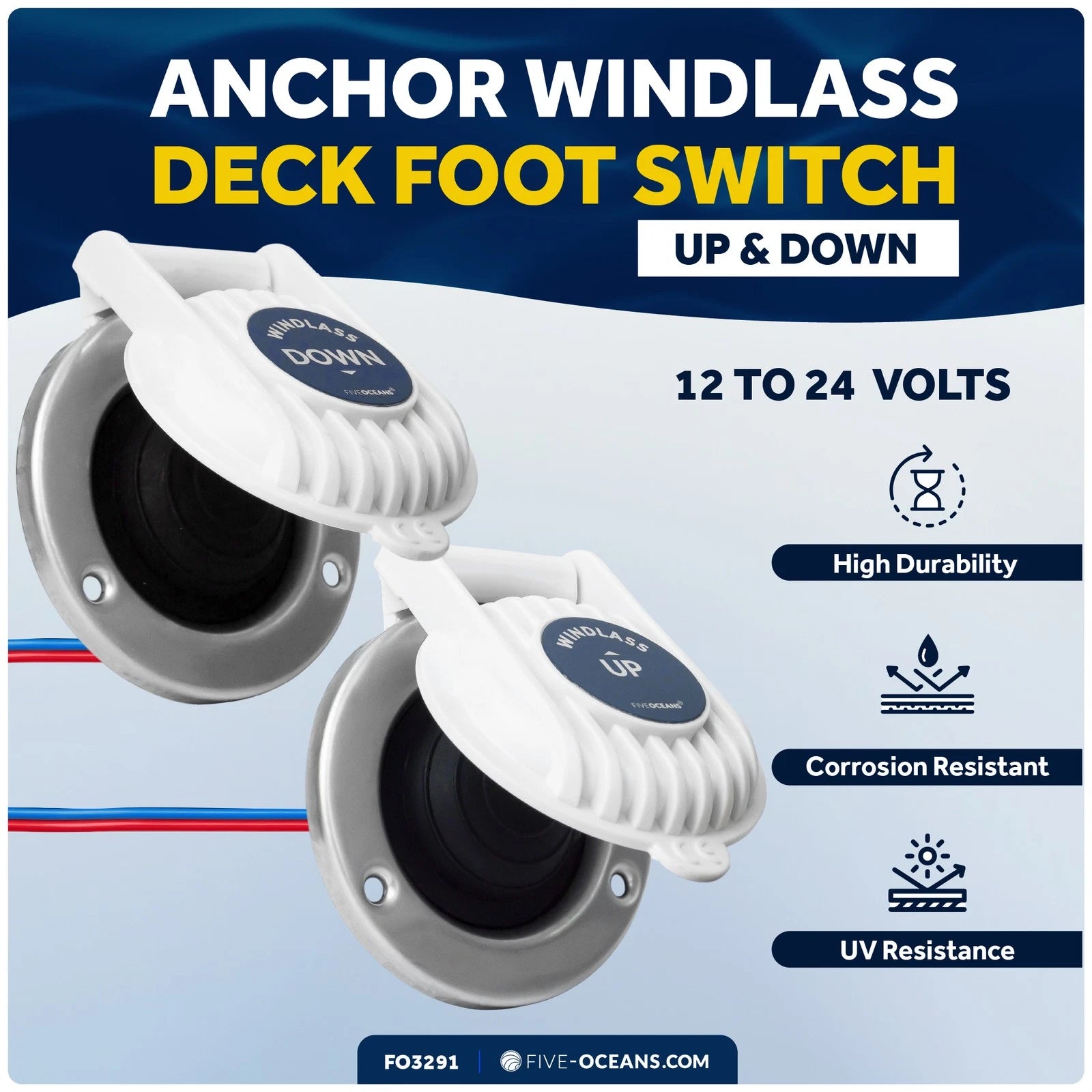 Foot Switch for Five Oceans Anchor Windlass (Up/Down, White, FO3291)