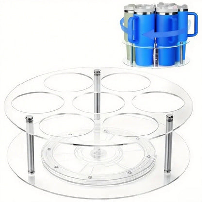 7 Slot Water Bottle Organizer for Drinkware (Clear Acrylic)