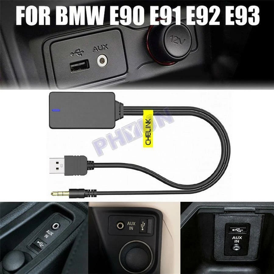 Aux Wireless Bluetooth Adapter Cable for BMW E90 E91 E92 E93 (2007–2013)